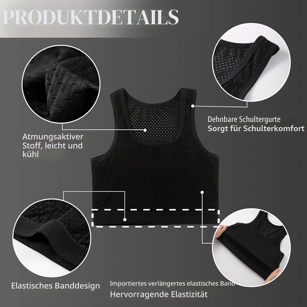 XUJI Transgender FTM Trans Atmungsaktive Halb Brust binder M Schwarz, M Schwarz