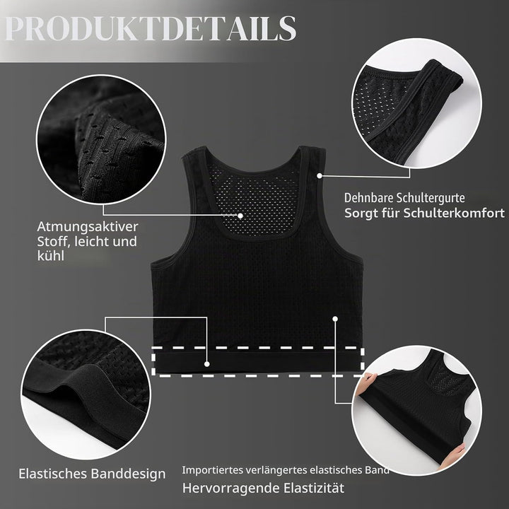 XUJI Transgender FTM Trans Atmungsaktive Halb Brust binder M Schwarz, M Schwarz