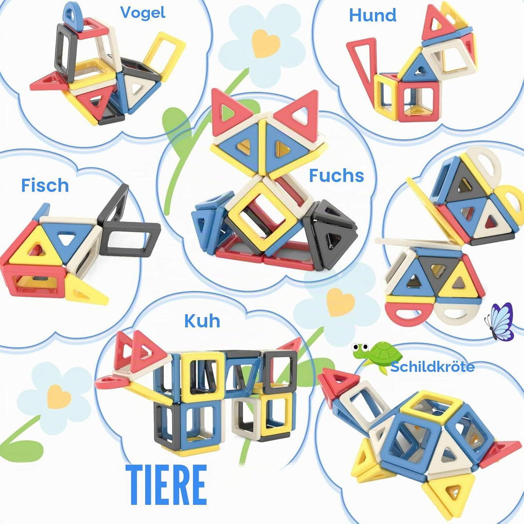 ASOK Mini Size 169PCS magnetisches Baustein-Set, pädagogisches STEM Konstruktionsspielzeug für Kinde