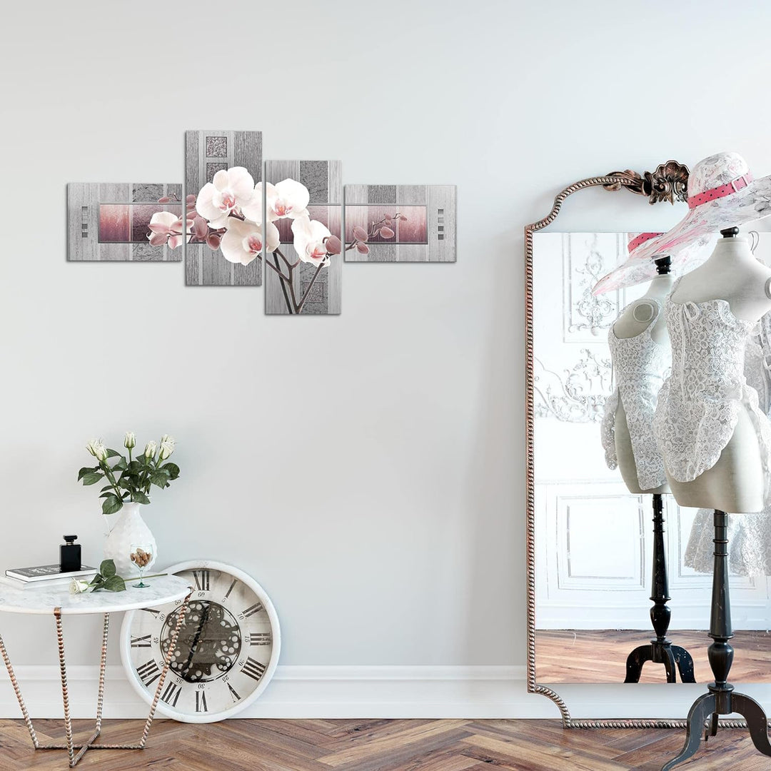 Runa Art Bild Modern Blumen Orchidee - Made in Germany - Wandbilder Abstrakt Violett Grau 4 Teilig 2