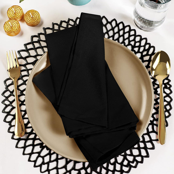 Utopia Kitchen Stoffservietten [12er Pack, Schwarz] 50x50 cm Waschbare Tischservietten für Hotel, Mi