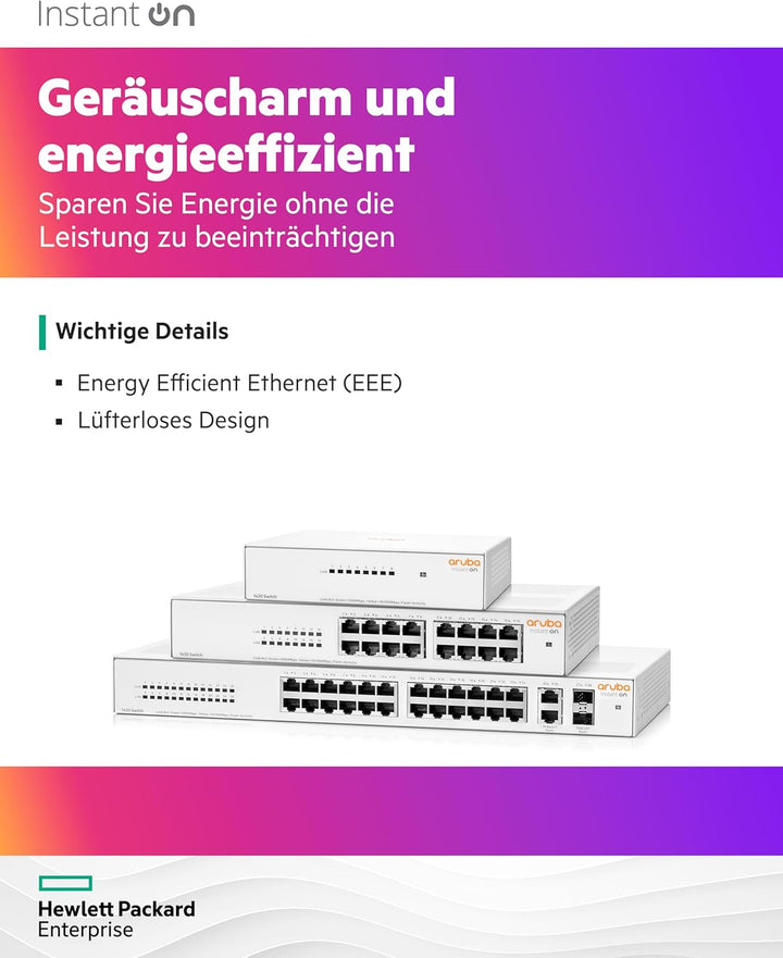 Aruba Instant On 1430 26-Port Gb Unmanaged Layer-2-Ethernet-Switch | 26x 1G | 2X SFP Uplink-Anschlüs