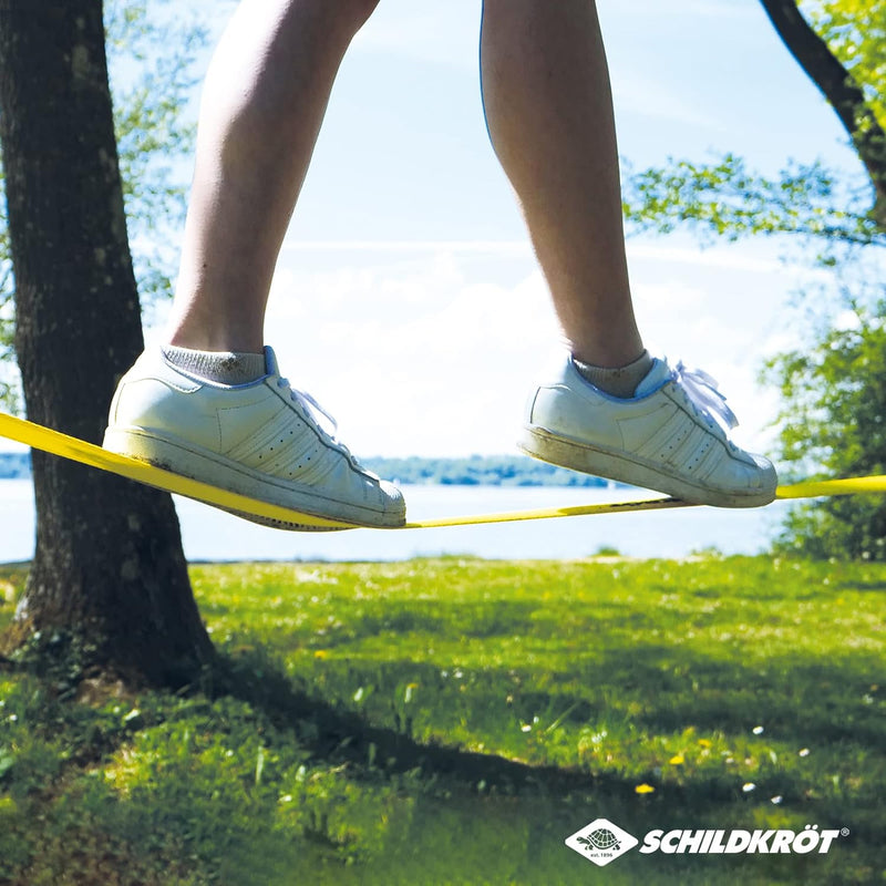 Schildkröt® Slackline 15m, zusätzlich mit Teaching Line, Hilfsline für Anfänger, robuste 5cm breite