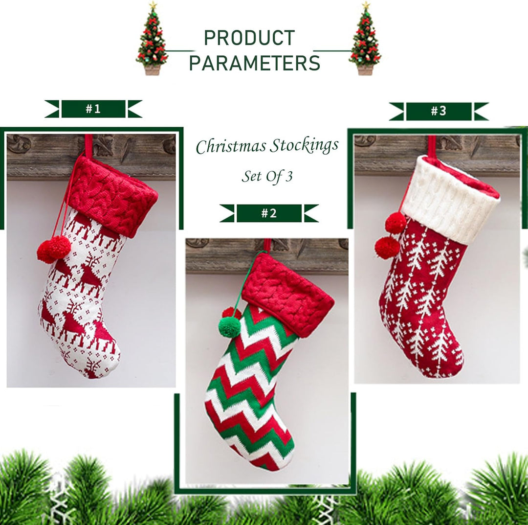 Weihnachtsstrumpf 3er Set,Weihnachtsdeko Grosse,Weihnachtsstrümpfe Personalisierte zum Befüllen und
