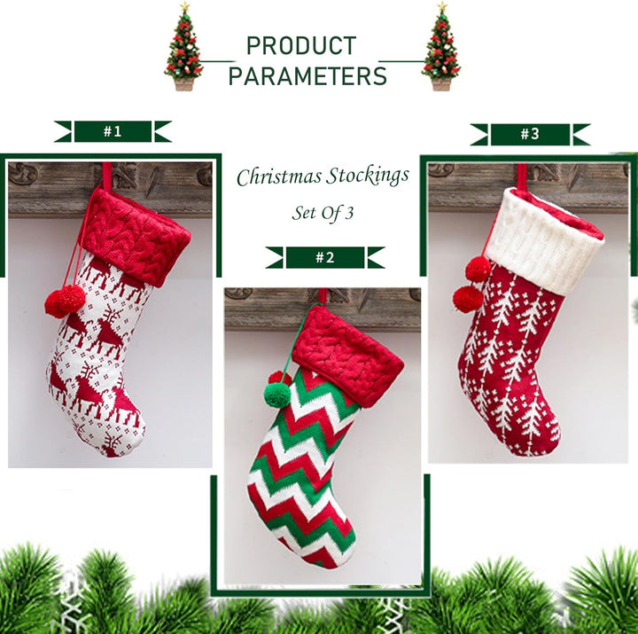 Weihnachtsstrumpf 3er Set,Weihnachtsdeko Grosse,Weihnachtsstrümpfe Personalisierte zum Befüllen und