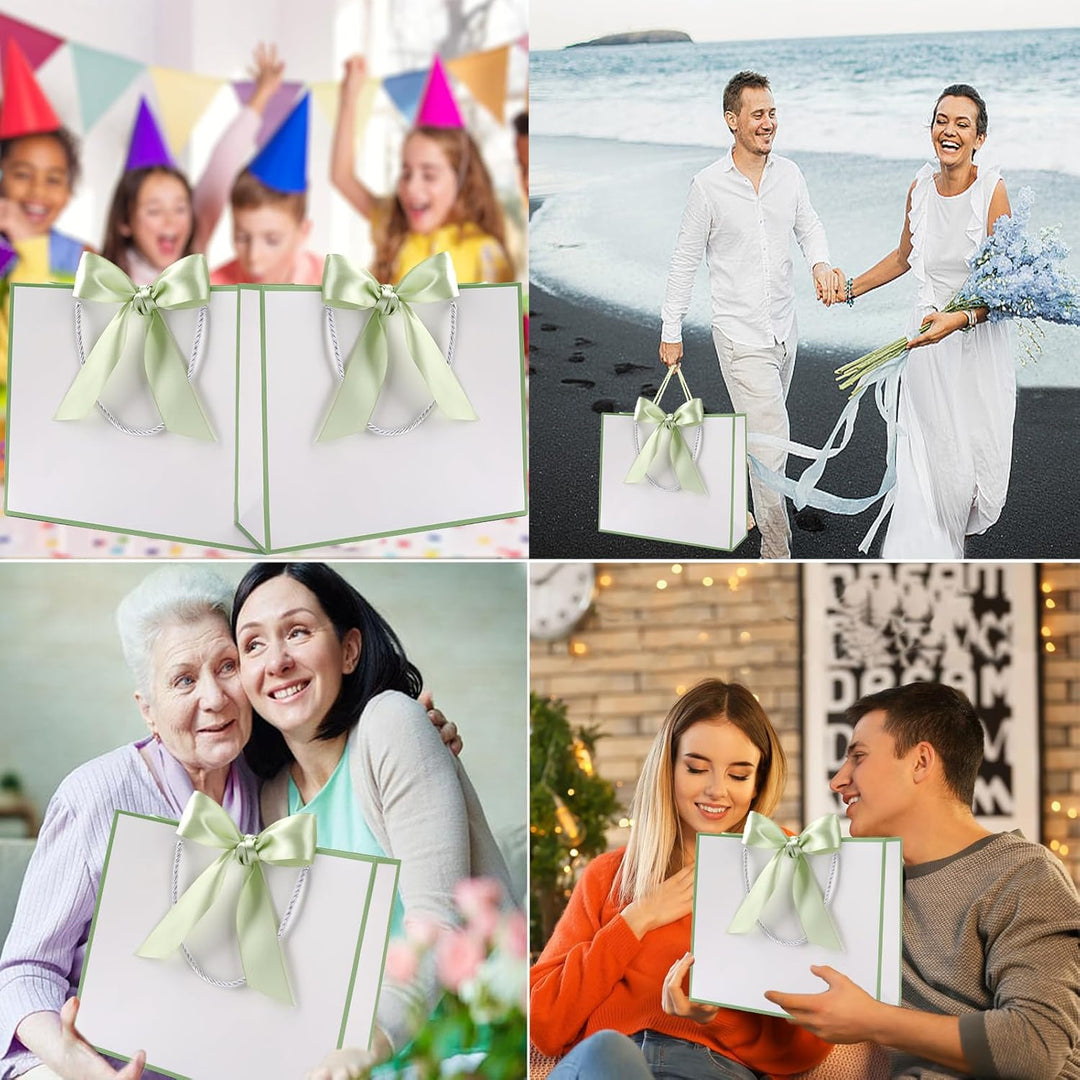 Geschenktüte mit Schleife,Geschenktüte Weiss,Geschenktaschen für Geburtstag, Hochzeit, Festivalfeier