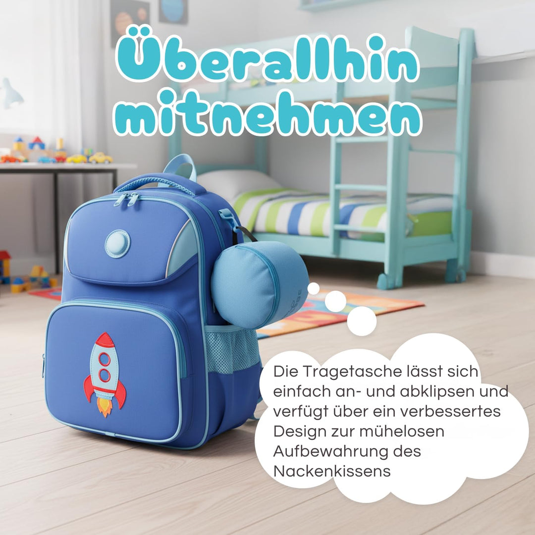 Proglobe Junior Nackenkissen für Kinder - Ergonomisches Reisekissen aus Memory-Schaum für Auto, Flug