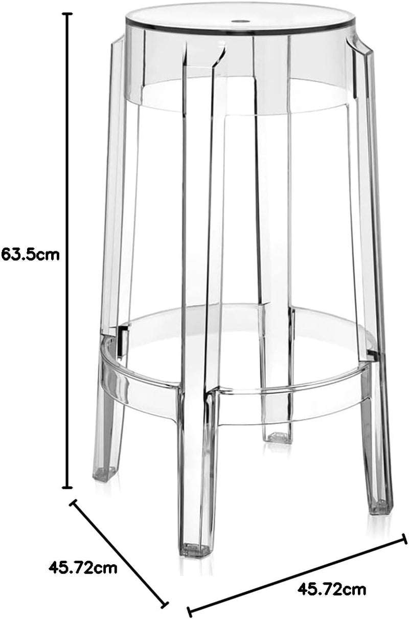 Kartell Charles Ghost, Hocker Medium, H. 65 cm, Glasklar, 2er-Satz H. 65 Glasklar, H. 65 Glasklar