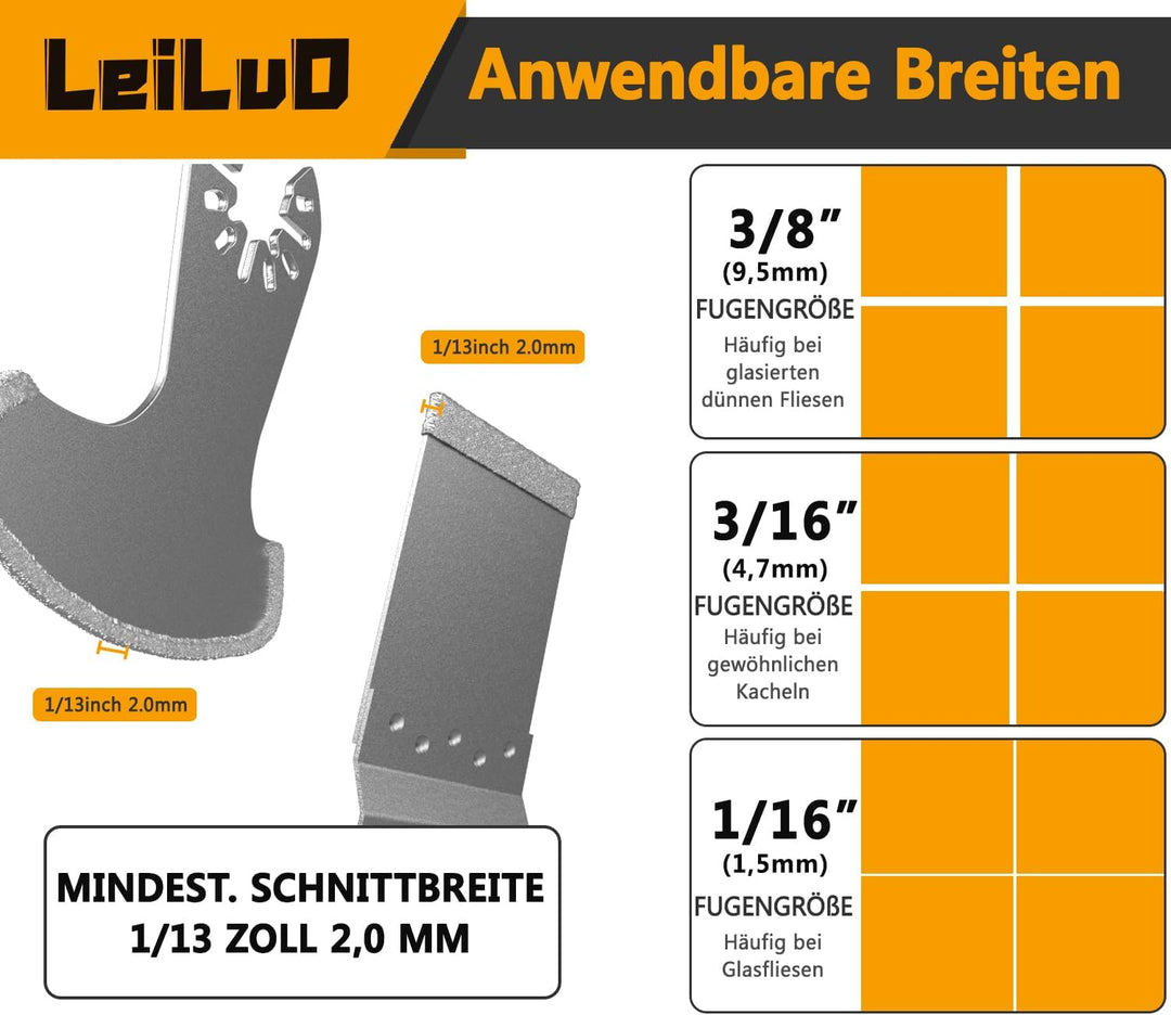 Diamant Oszillierendes Multitool Fugenentferner Sägeblatt Set 6 Stück Fliesenfugen Entferner Klingen