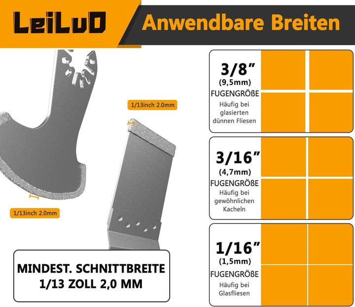 Diamant Oszillierendes Multitool Fugenentferner Sägeblatt Set 6 Stück Fliesenfugen Entferner Klingen