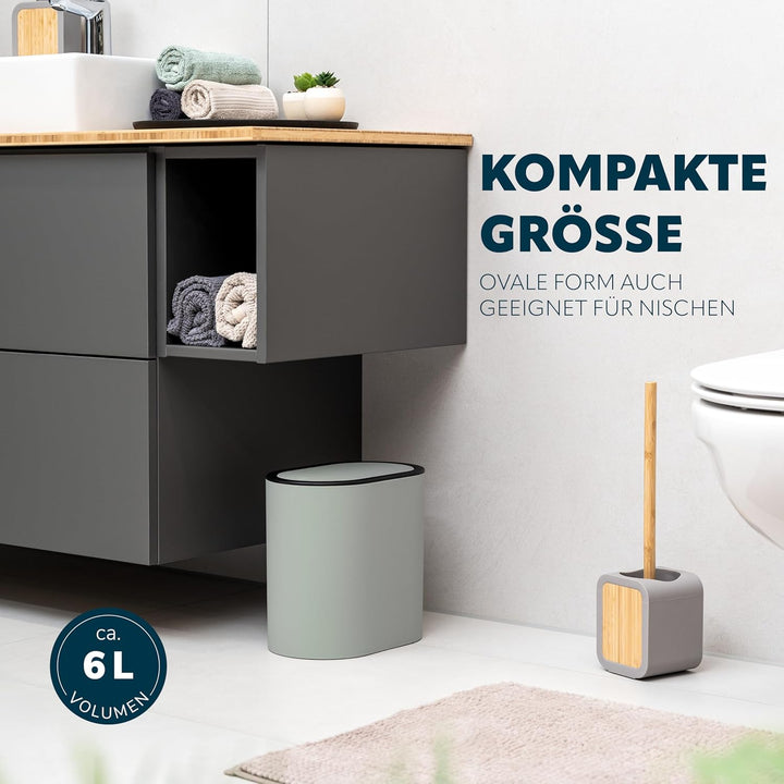 eluno ovaler Kosmetikeimer mit gummierter Softtouch-Oberfläche, Schwingdeckel & Schutzpads gegen Kra