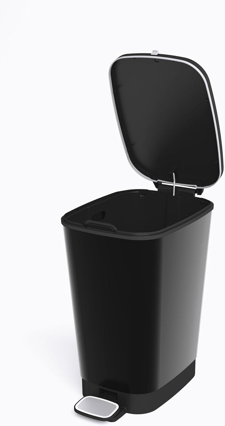 CURVER KIS Chic Bin Style Treteimer 35l mit Deckel und Pedal, Inneneimer, Küche und Bad, schwarz met