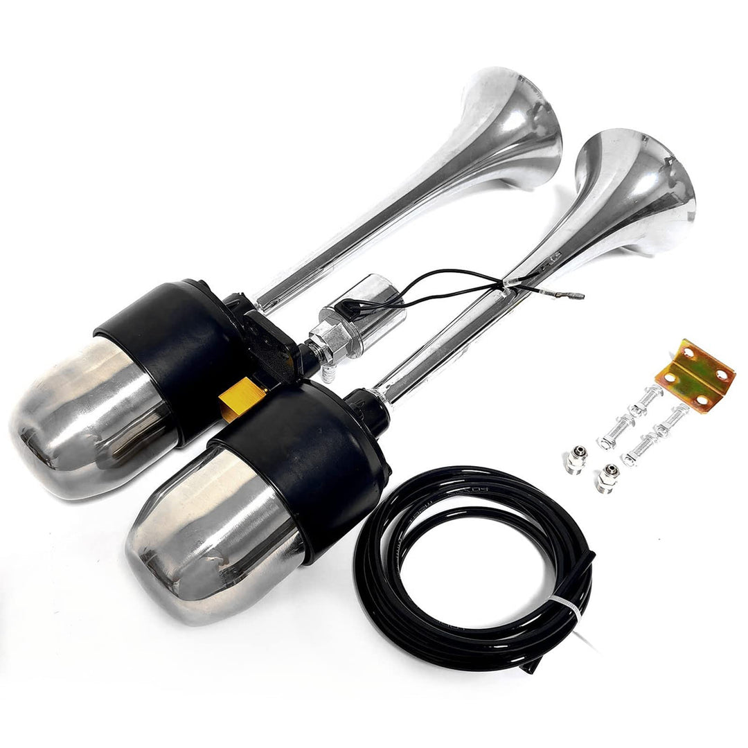 YIYIDA Air Horn Autohupe Schiffshupe Verlängern Sie den Ton Lufthupe Zinkchrom Doppelsilberlautsprec
