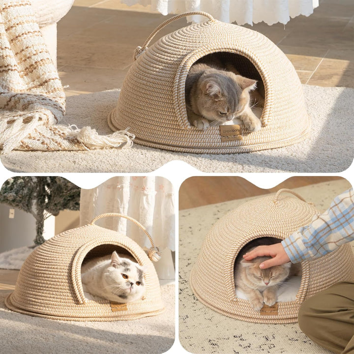 Cheerpals Katzenhöhle & Katzenbett Gross (53cm) – Formstabile Kuschelhöhle Katze aus Robustem Garnge