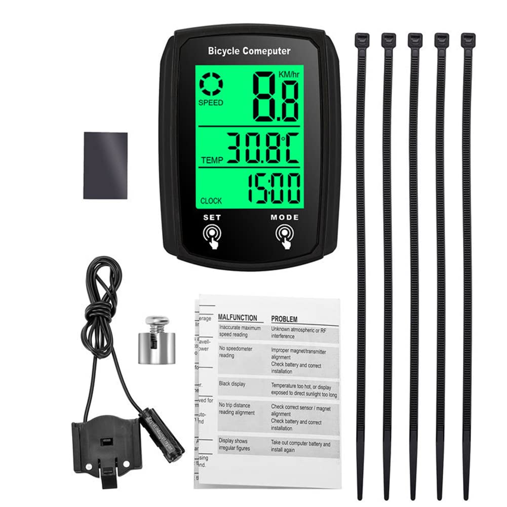 Fahrradcomputer, wasserdichte Fahrrad kabelgebundener Tachometer und Kilometerzähler, LCD -Tacho, Ge