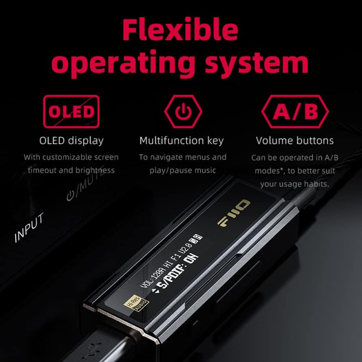 FiiO KA5 tragbarer DAC und Kopfhörerverstärker mit OLED-Display und 3,5mm sowie 4,4 mm symmetrischem