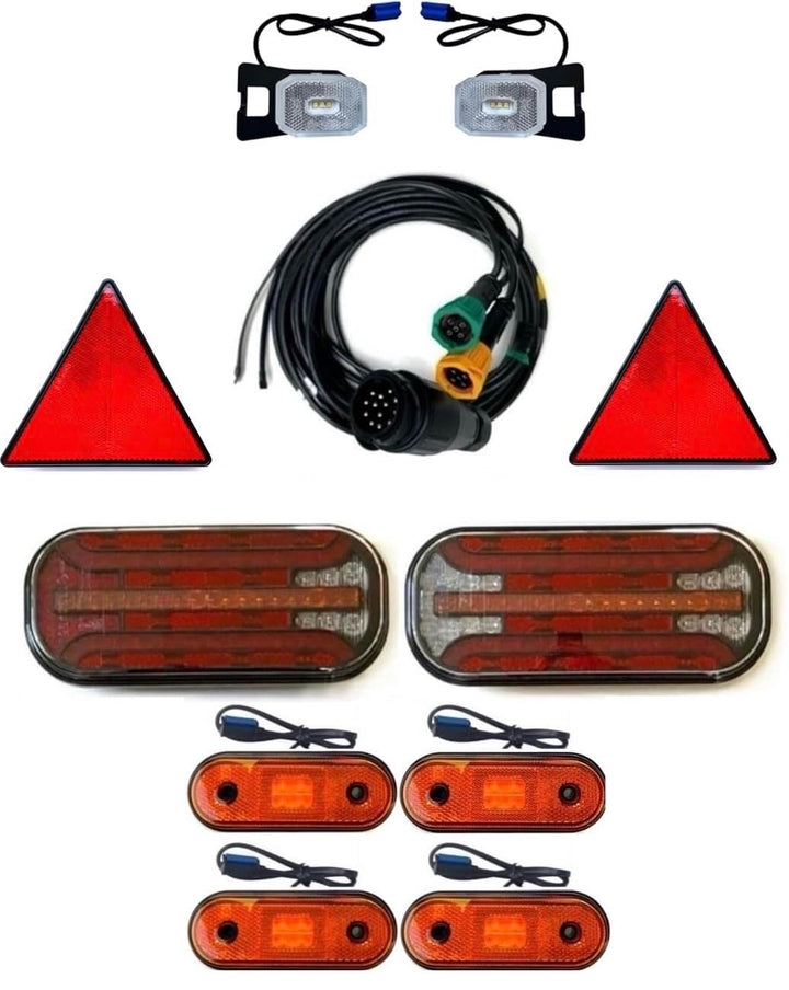 Anhängerbeleuchtung LED Rückleuchten Lauflicht Umrissleuchten 13 polig Kabelsatz 9 m Set
