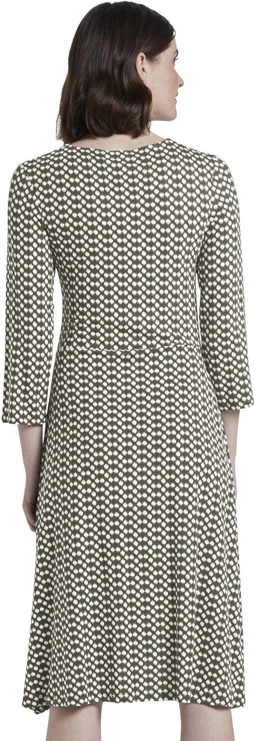 TOM TAILOR Damen Kleider & Jumpsuits Gemustertes Jersey-Wickelkleid Khaki dot Design,36,22738,7000