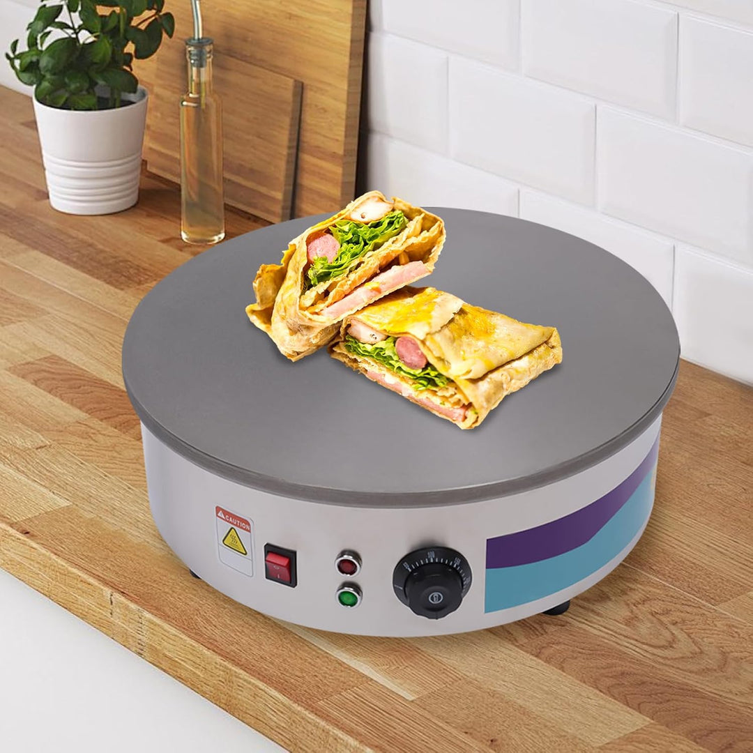 Crêpes Maker, 45 cm Gusseisen Platte, 220V 3000W Gastro Crepes Maschine mit Spatel &amp; Teigschaber, 50