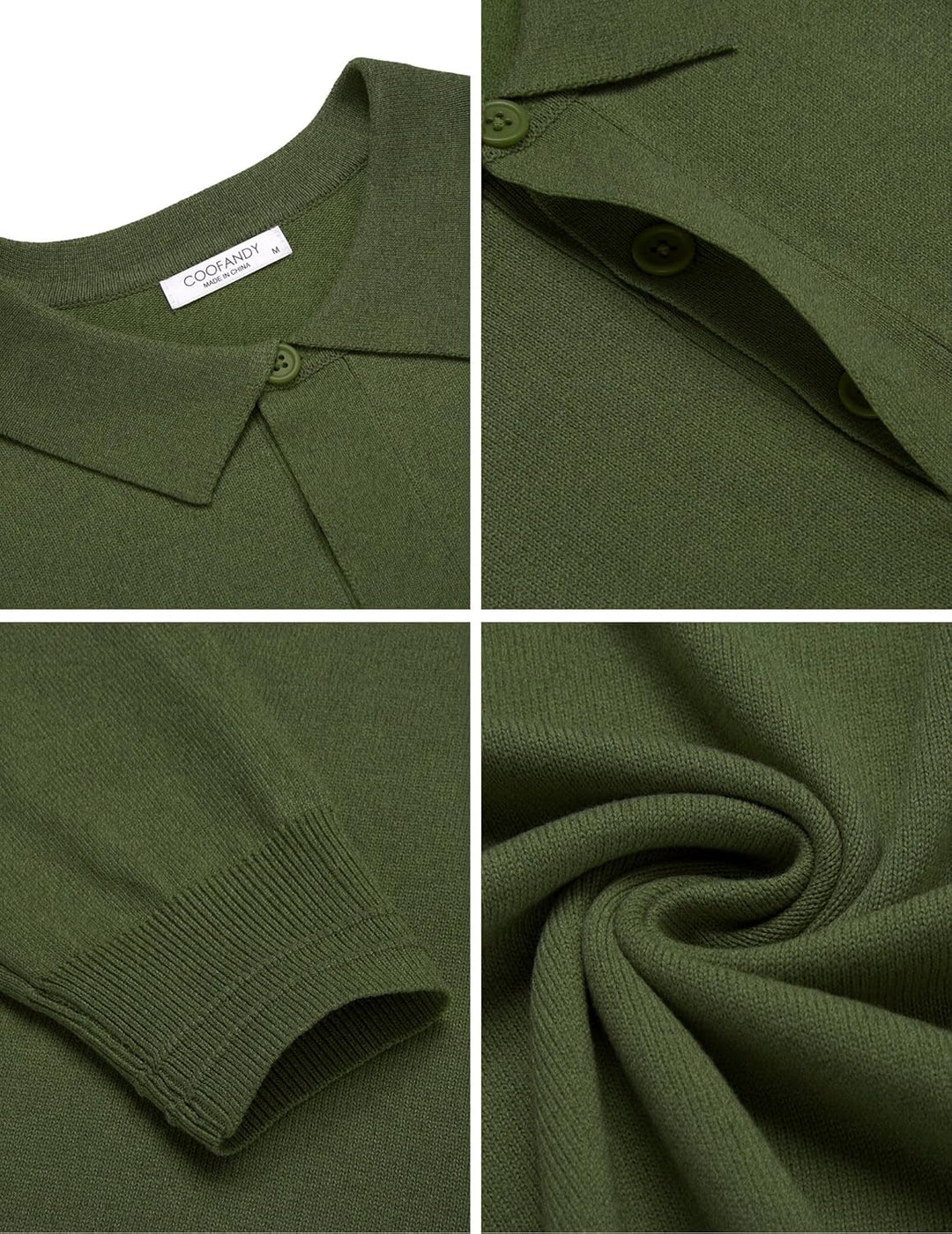COOFANDY Polo Pullover Herren Pullover mit Polokragen Strick Poloshirt Langarm Business Pullover Win