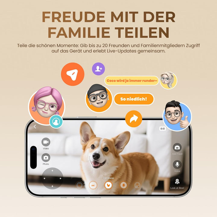 HHOGENE 5L Futterautomat Katze mit Kamera &amp; 1080P Nachtvision, automatischer Katzenfutterautomat KI-