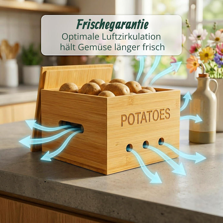 Relaxdays Aufbewahrungsboxen, 3 Grössen, Kartoffelaufbewahrungsbox, Zwiebelbox, Knoblauchbehälter, K