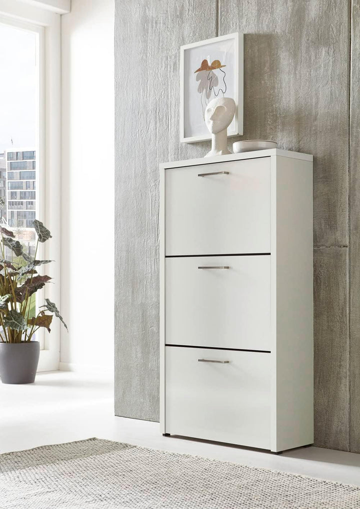 BMG Möbel Schuhkipper »Siena« (Schuhschrank Schuhregal Schrank Garderobe, 3 Klappen), Metallgriffe,