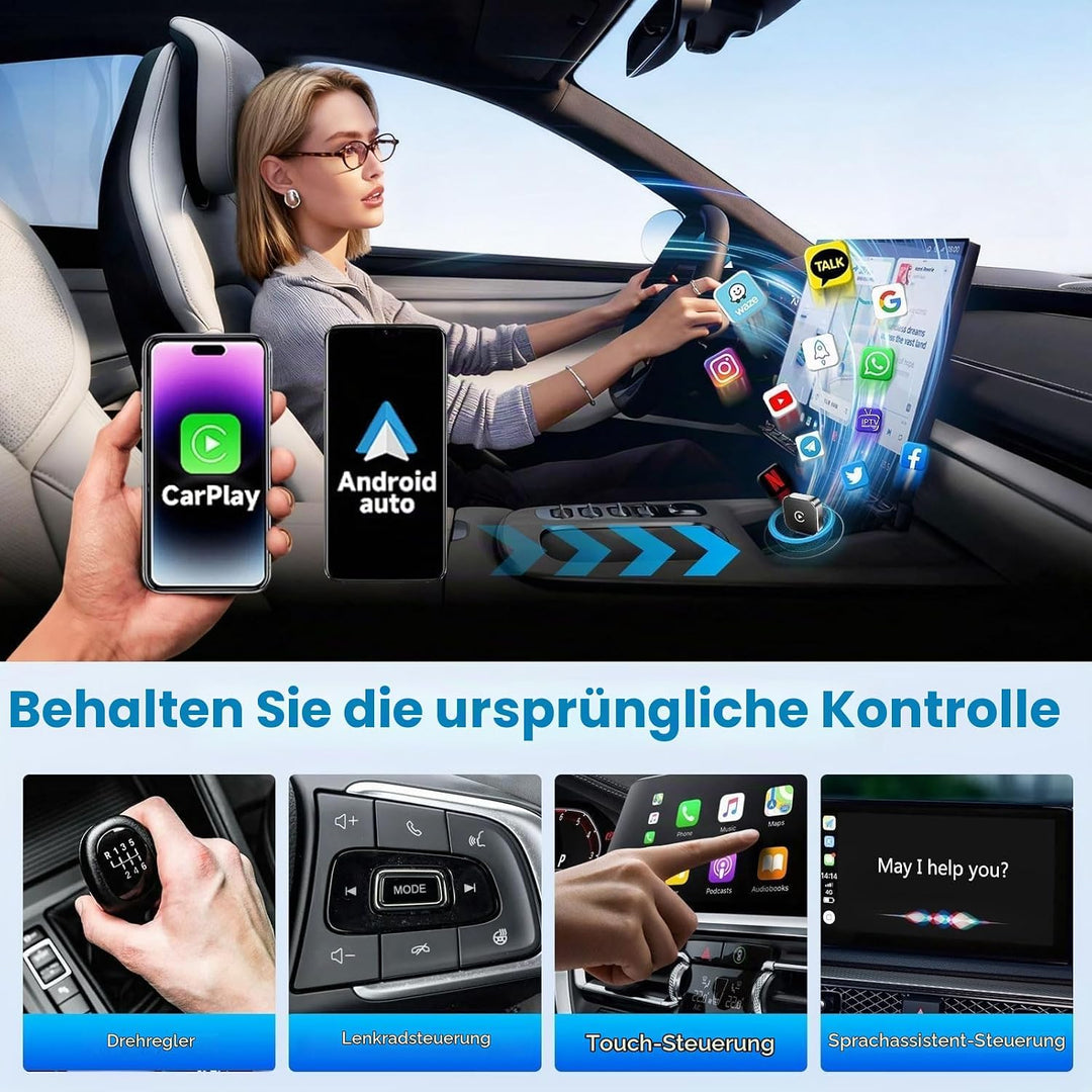 2026 Upgrade CarPlay Wireless Adapter&amp;Android Auto Wireless Adapter,Automatische Wiederverbindung,Pl