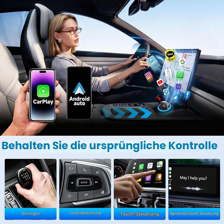 2026 Upgrade CarPlay Wireless Adapter&amp;Android Auto Wireless Adapter,Automatische Wiederverbindung,Pl