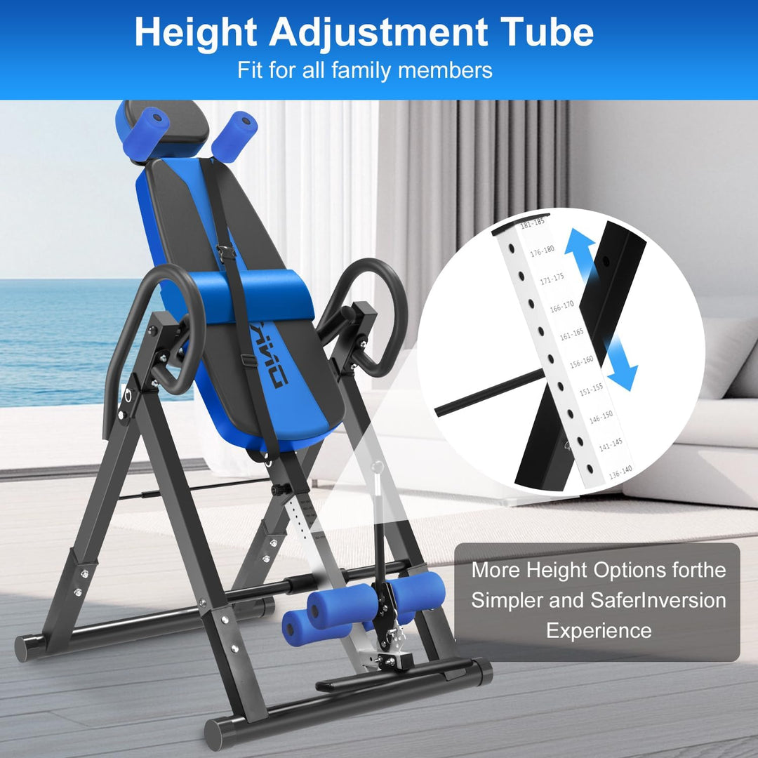 Inversionsbank, klappbarer Schwerkrafttrainer, Inversion Table mit 3 Inversionswinkel, Streckbank zu
