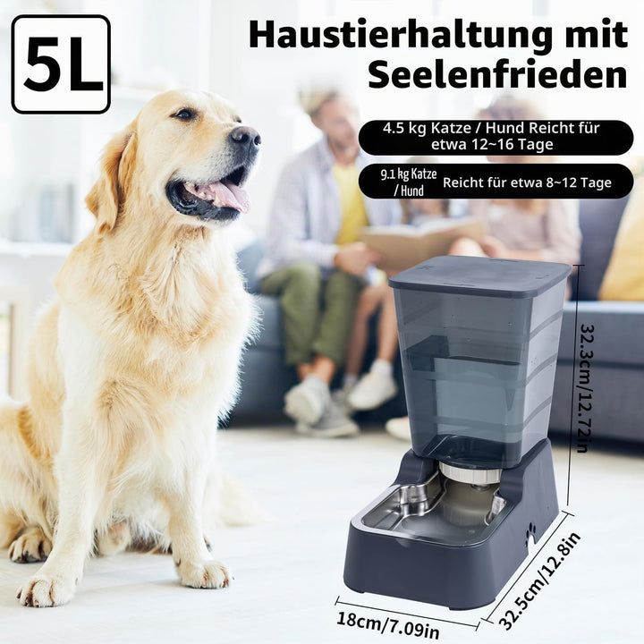 5L Automatischer Hundefutterspender und Hundewasserspender Katzenfutterspender und Katzenwasserspend