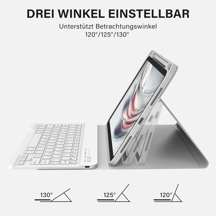 BQSS Hülle mit Tastatur für iPad A16 11" 2025/10.9" 2022, QWERTZ | Bluetooth-Tastatur, Deutsches Qwe