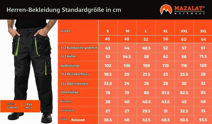 Mazalat Arbeitshosen männer mit Kniepolstertaschen, Grössen S-XXXL, Arbeithose Herren, Arbeitshose,