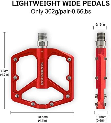 ROCKBROS Fahrradpedale rutschfest, Flat Pedale MTB, Plattformpedale aus Aluminiumlegierung, 9/16 Zol