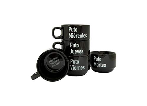 FISURA - Tassen set von originellen. Schwarze Tassen mit Sprüchen.Espressotassen mit Botschaft. Set
