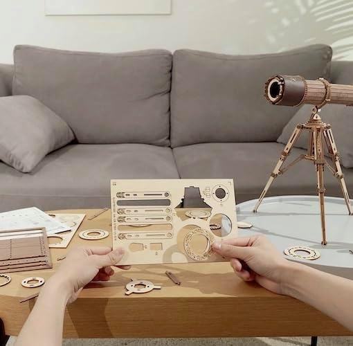 Robotime Rokr Astronomische Lünette Holz-Teleskop Monokular DIY-Geschenk für Erwachsene und ältere K