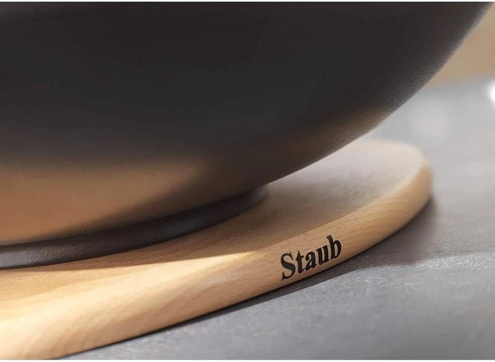 STAUB Magnetischer Topfuntersetzer Holz, 29 x 20 cm, Für alle magnetischen Töpfe und Pfannen 29 cm x
