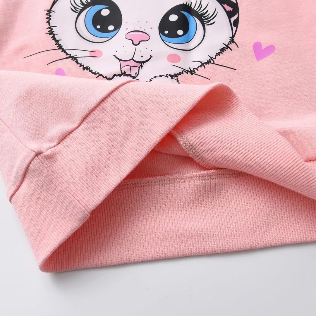 Derouetkia Kleinkind Baby Mädchen Sweatshirt niedliche Katze Druck + Hose für kleine Mädchen Outfit