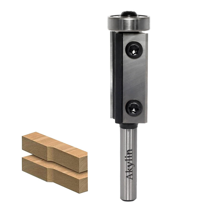 Wendeplatten Bündigfräser 8mm Schaft，Bündigfräser Oberfräse mit Austauschbare Hartmetall Klinge Kuge