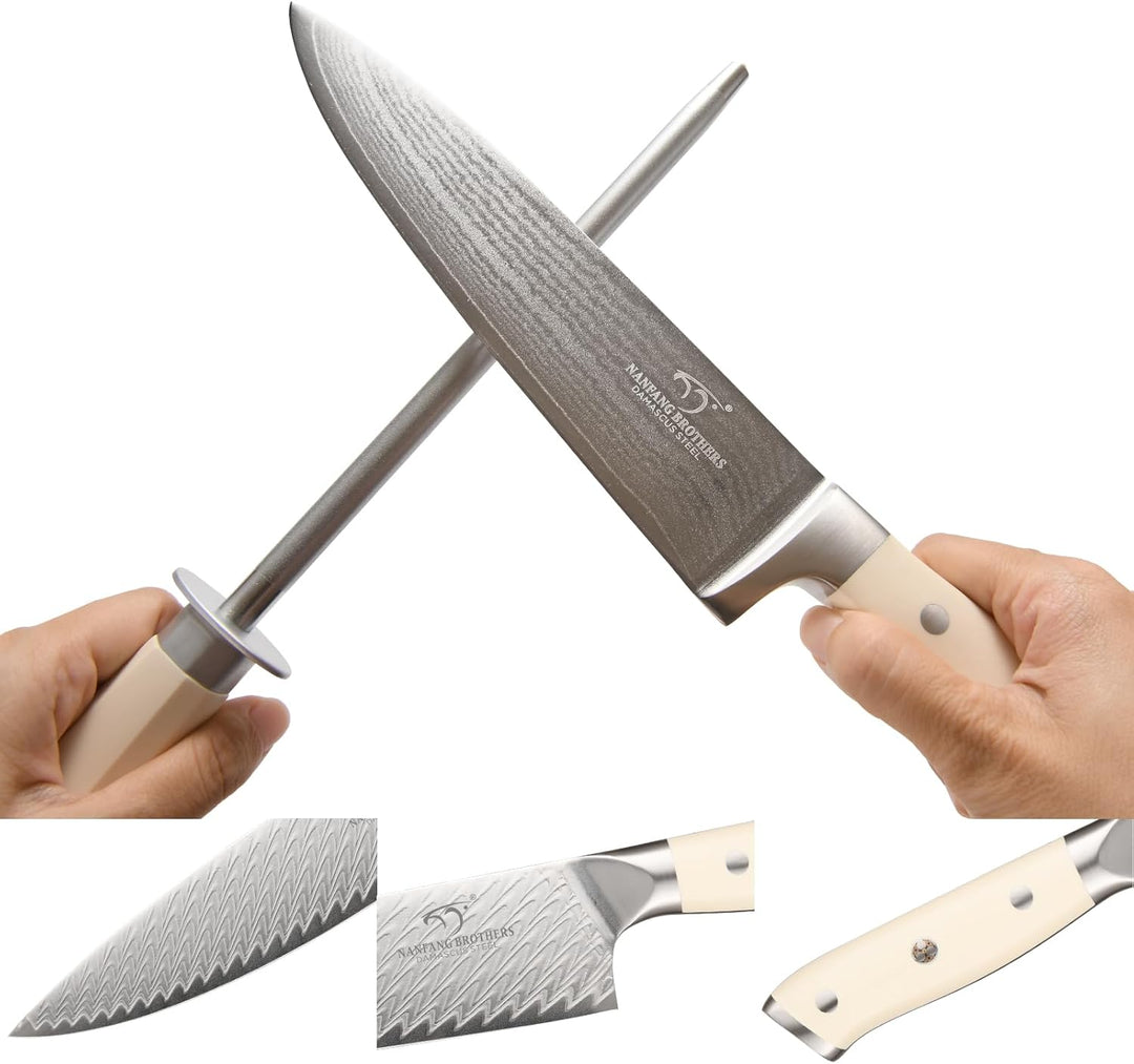 NANFANG BROTHERS Profimesser Damaskus Messerblock Holz Set 14er Damastmesser küchenmesser Kochmesser