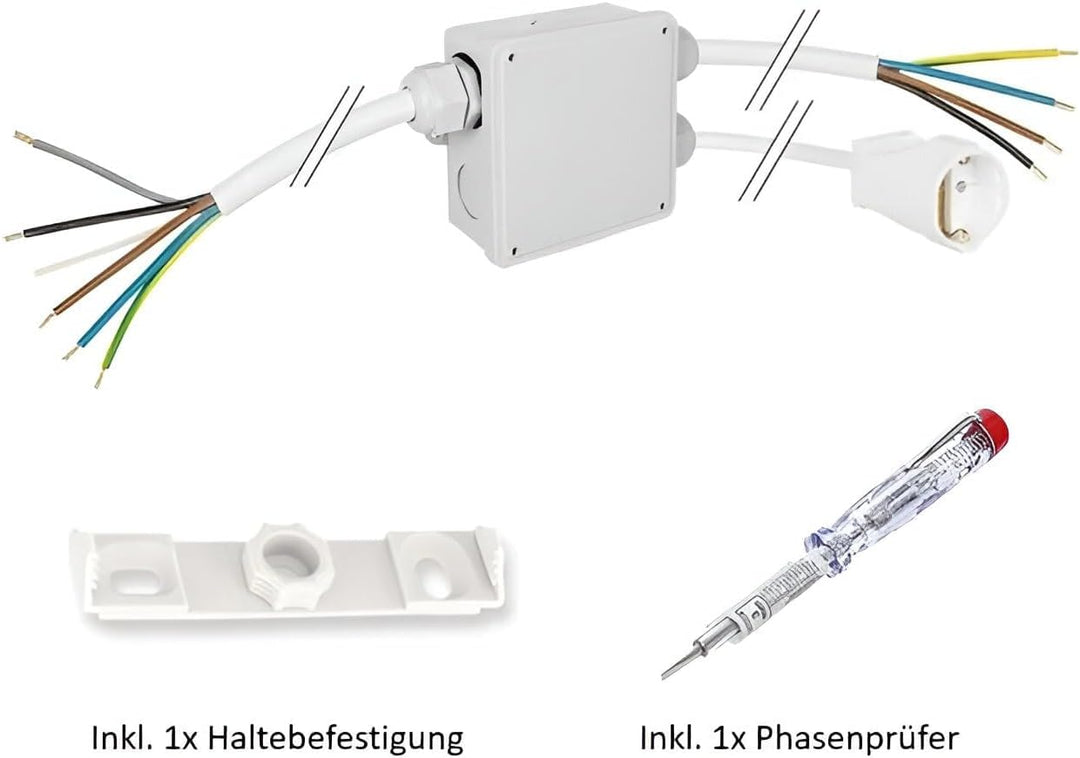 Küchenanschlussbox-Set, Splitter-Box mit 1m Kabel - Küchenanschlussverteiler 3-fach zum Anschluss vo