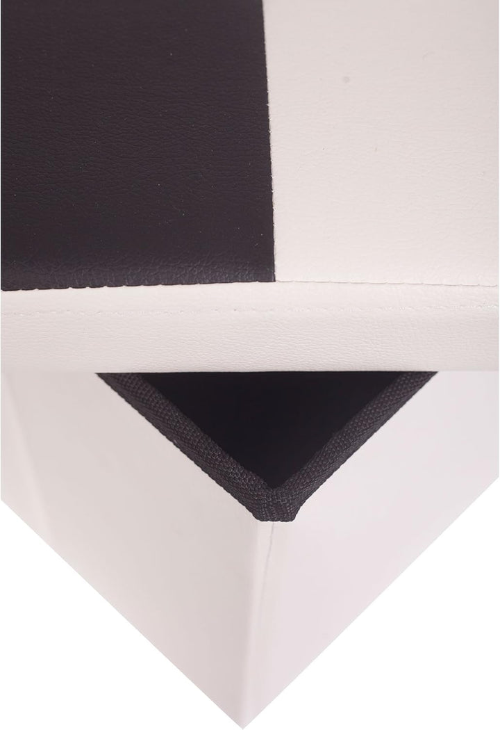 Rebecca Mobili Puff Truhe Weiss Schwarz, gepolstert, Urban, Wohnzimmer Schlafzimmer – Masse: 30 x 30