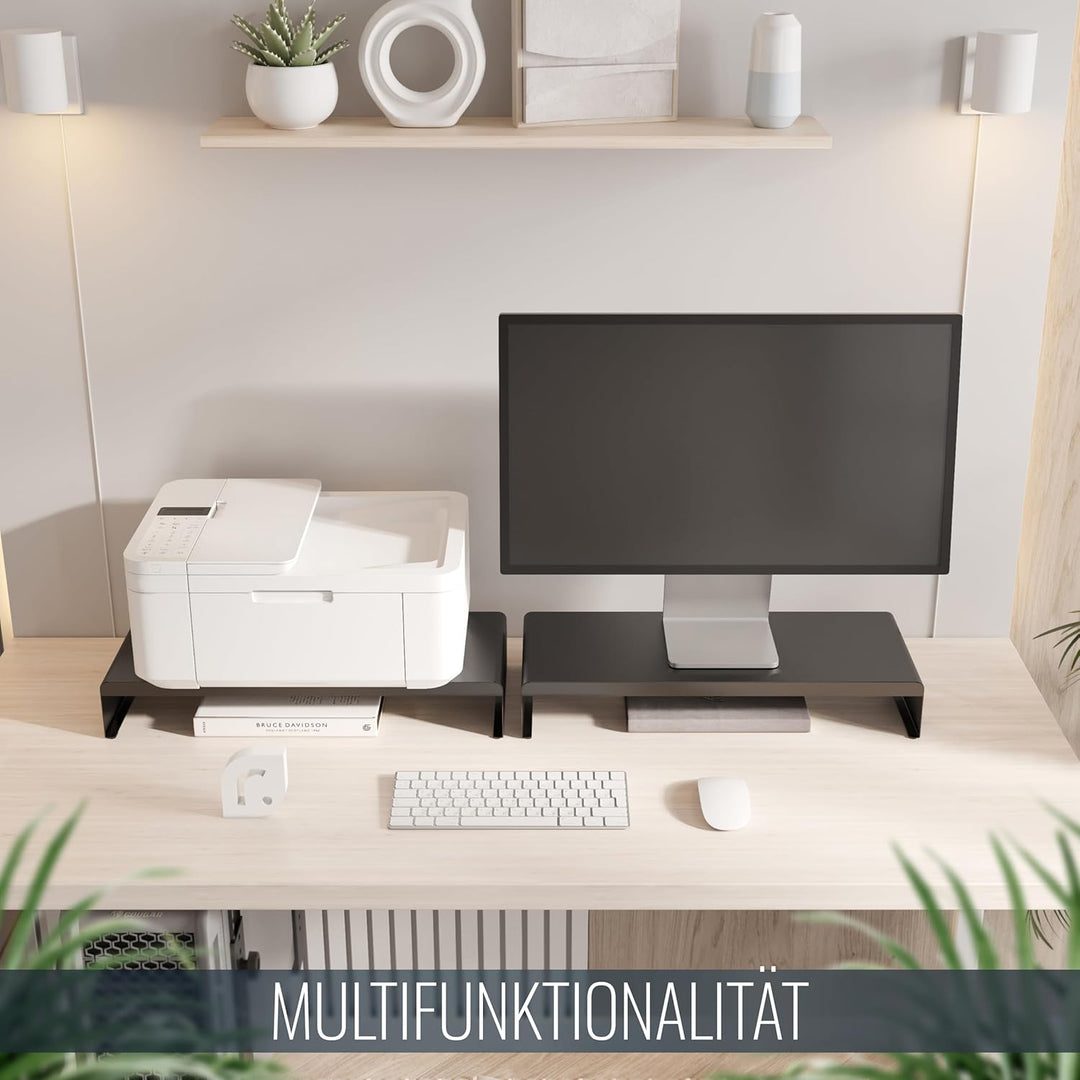 RICOO Monitorständer Schreibtisch, Modern, FS0121, Matt Schwarz, Bildschirmständer Laptop, Hoch, TV,