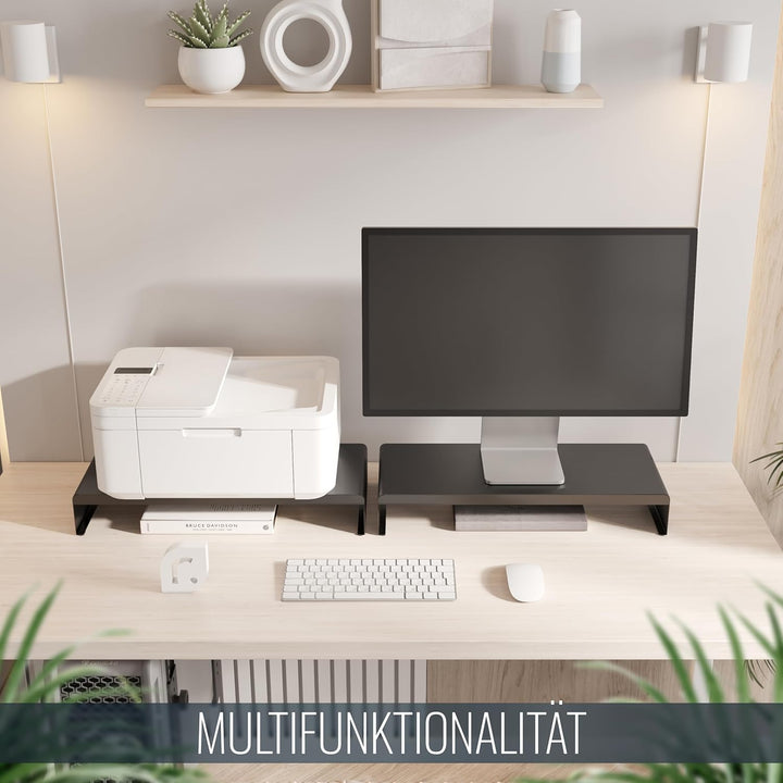 RICOO Monitorständer Schreibtisch, Modern, FS0121, Matt Schwarz, Bildschirmständer Laptop, Hoch, TV,