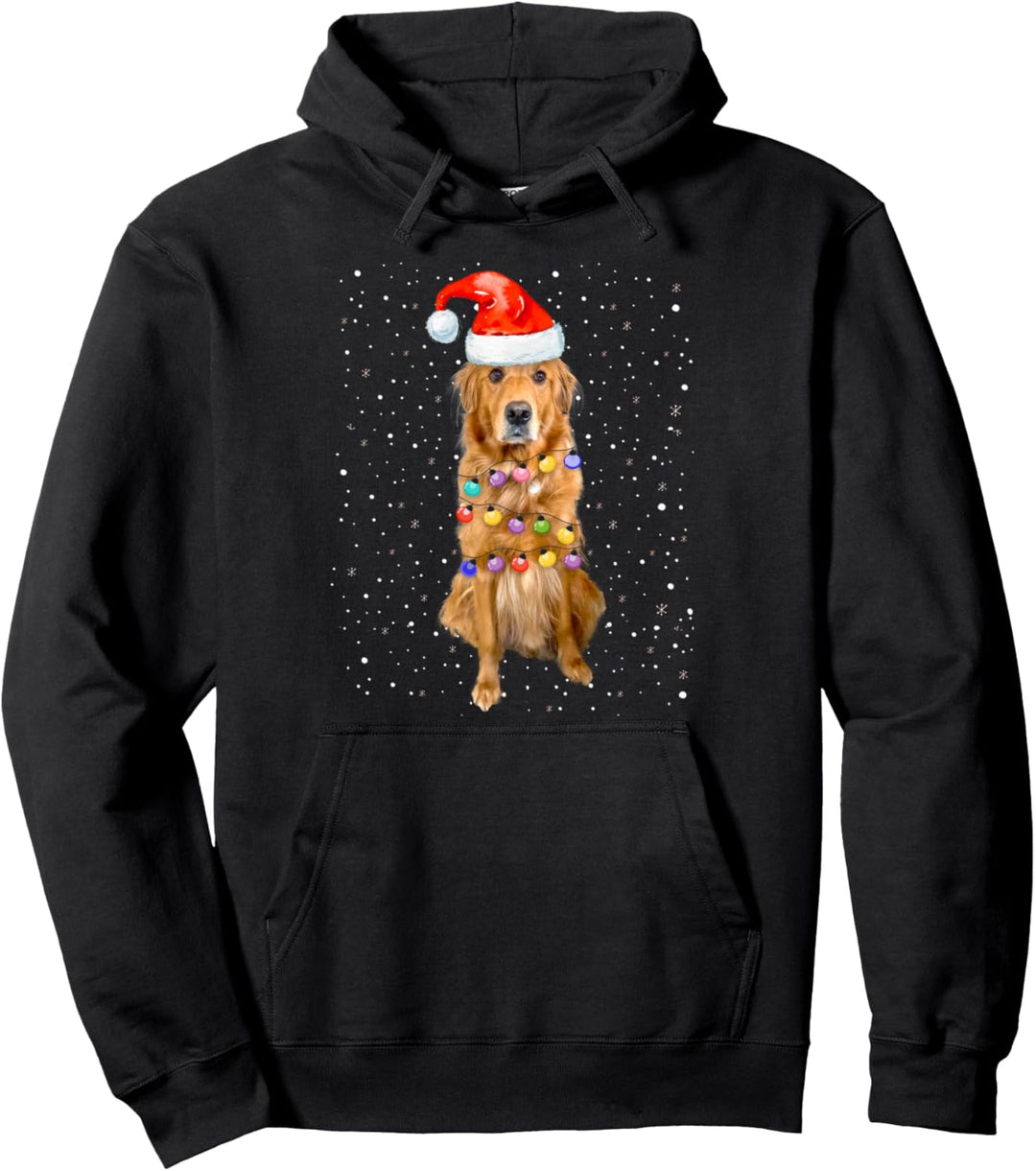 Golden Retriever Weihnachtspullover mit Weihnachtsmannmütze Pullover Hoodie