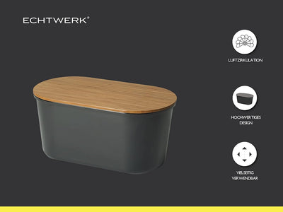 ECHTWERK Brotkasten “FRESH“, Brotbox, Brotaufbewahrung, Platzsparende Aufbewahrungsbox, Brotkorb mit