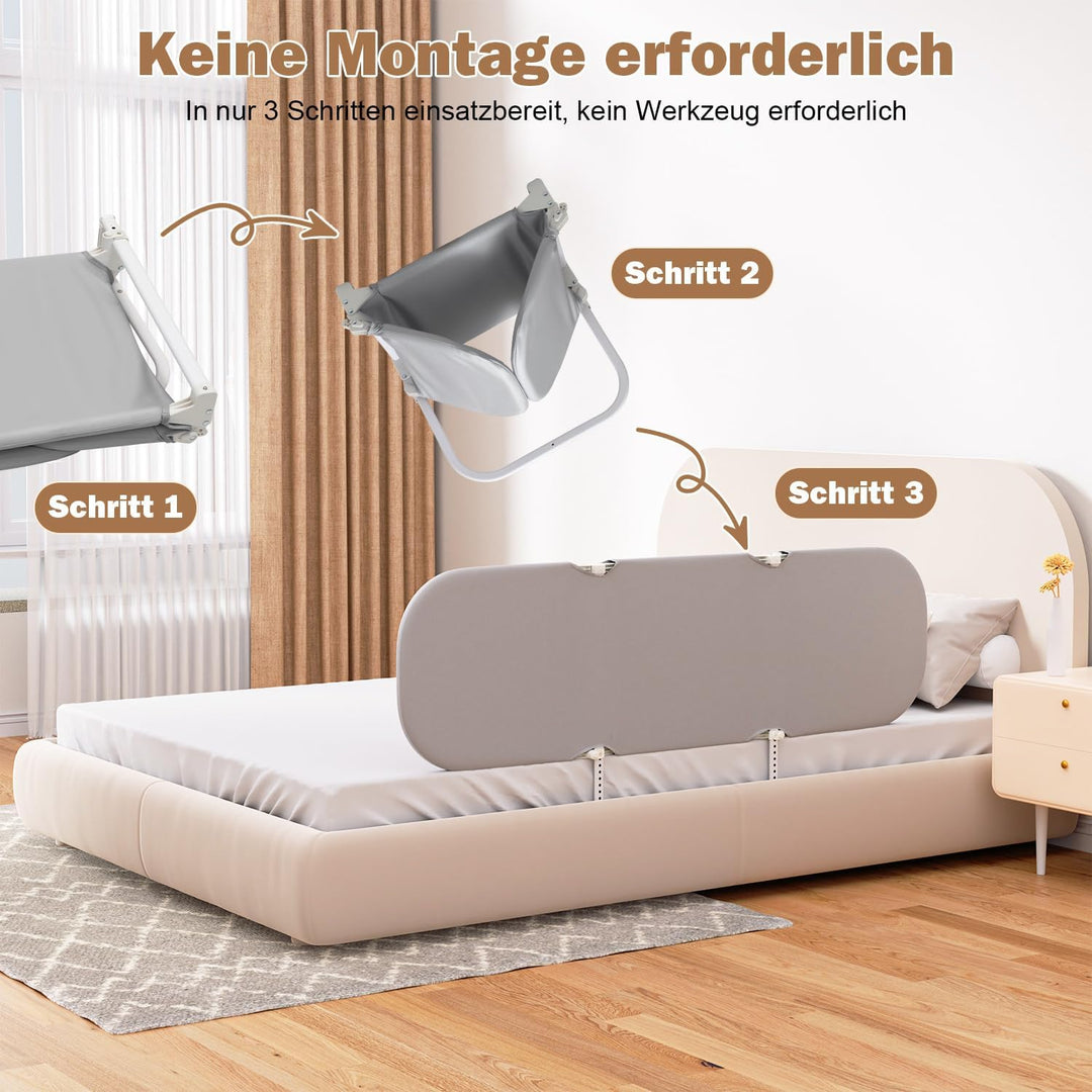 Eulenke 150cm Bettgitter Rausfallschutz Klappbar, Höhenverstellbar Bettschutzgitter Kinderbettgitter