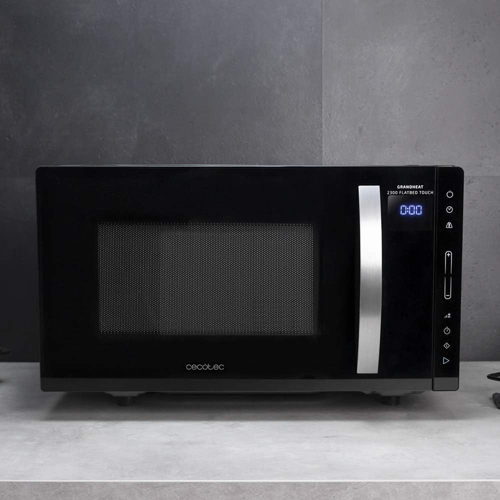 Cecotec Mikrowelle ohne Platte GrandHeat 2300 Flatbed Touch Schwarz. Fassungsvermögen 23 Liter, Leis