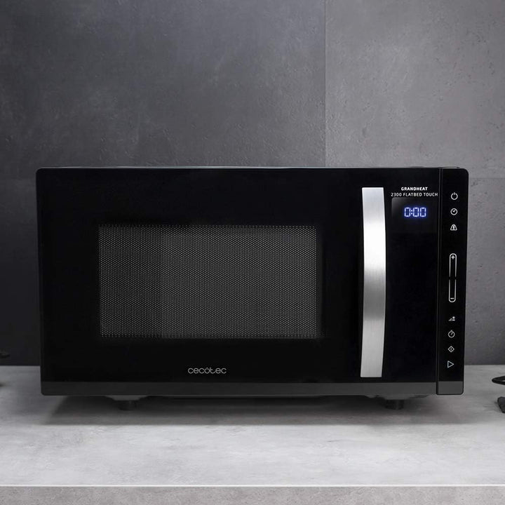 Cecotec Mikrowelle ohne Platte GrandHeat 2300 Flatbed Touch Schwarz. Fassungsvermögen 23 Liter, Leis