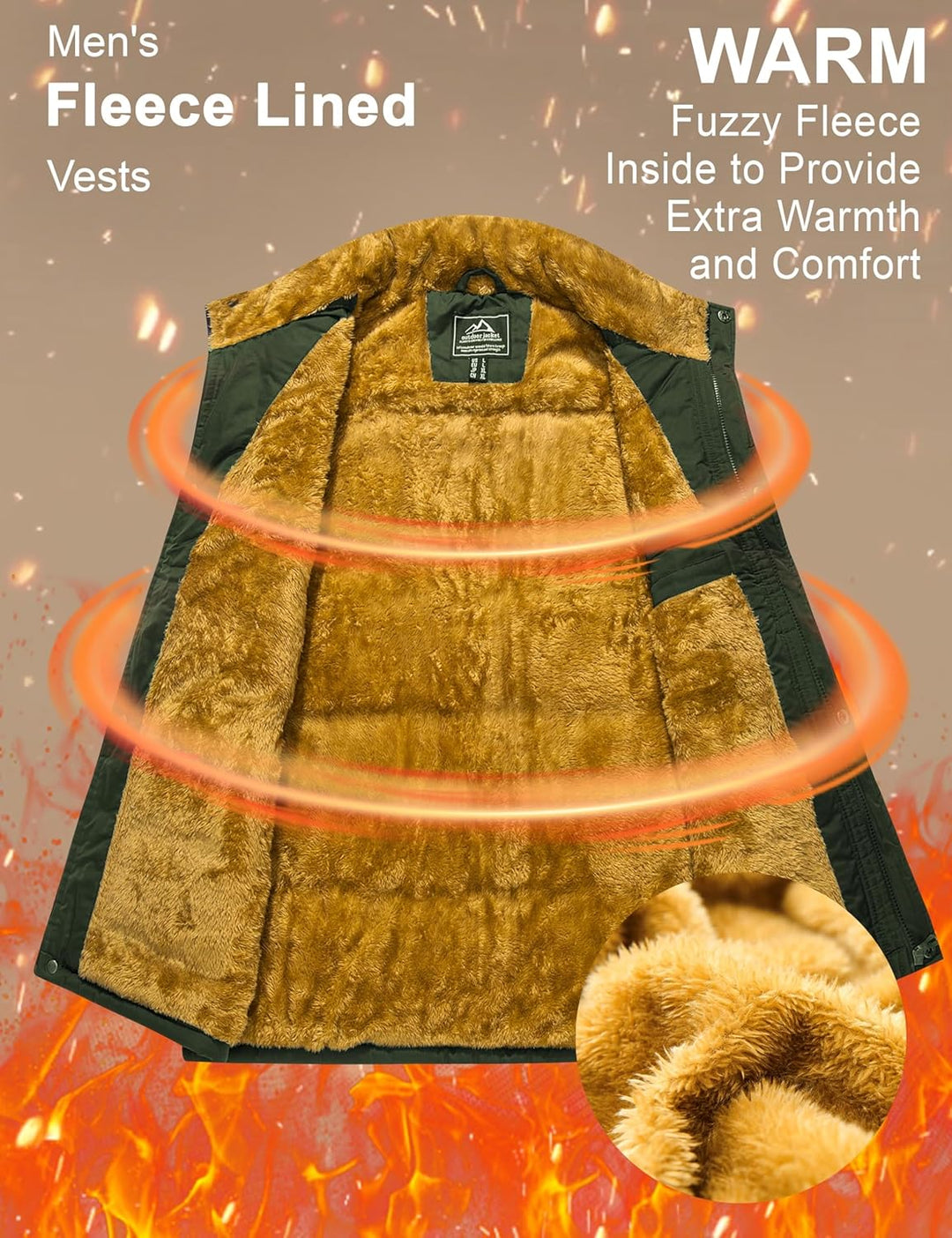 MAGCOMSEN Winterweste Herren Gefüttert Outdoor Weste Warme Fleeceweste Freizeit Ärmellos Jacke Therm
